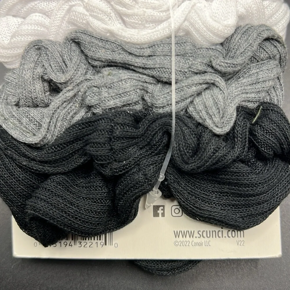 10 piece no damage scrunchies from Scünci in gray white, black and navy